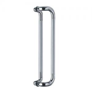 Offset glass door hardware pull handle